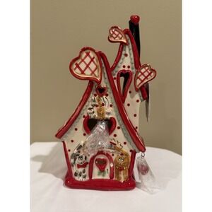 Blue Sky Clayworks LOVE CATS Valentine's Day Tea Light Candle House NWT